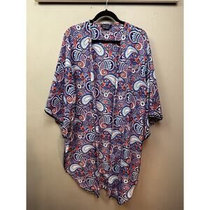 Simply‎ Southern Kimono Womens Plus size Paisley Purple Blue Open front